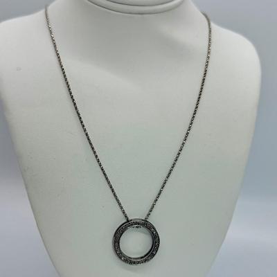 LOT 109: 16” 925 Diamond Cut Chain with Circle Pendant