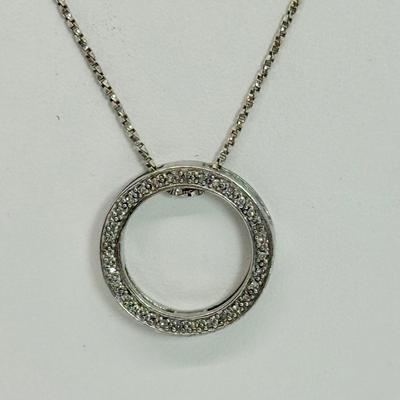 LOT 109: 16” 925 Diamond Cut Chain with Circle Pendant