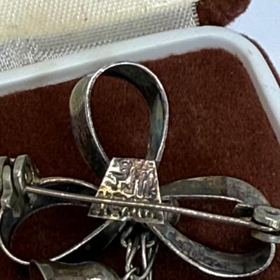 LOT 113 Sterling Cross & 151/2” Necklace 1.4g, Diamond Snowflake 925 Sterling 18” Necklace and Sterling Bell Pin 4.6 gtw
