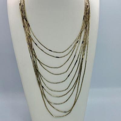 LOT 114: 17” Native American Graduated Liquid Silver Sterling Silver Necklace and Pierced Earrings