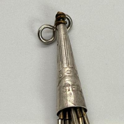 LOT 114: 17” Native American Graduated Liquid Silver Sterling Silver Necklace and Pierced Earrings