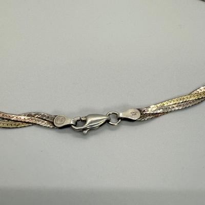 LOT 115: 18” 925 Tricolor Necklace and 7” 924 Bracelet 12.3 g