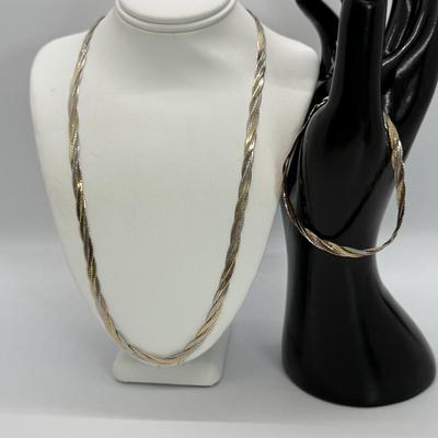 LOT 115: 18” 925 Tricolor Necklace and 7” 924 Bracelet 12.3 g