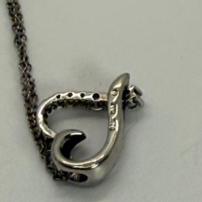 LOT 116: 925 SAZ Diamond Heart Pendant Necklace 18” wt 2.5gtw
