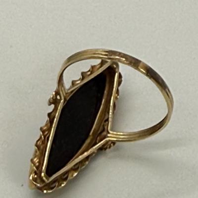 LOT 119: Black Onyx over Gold Earrings and Ring 4.6 gtw