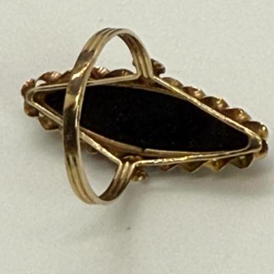 LOT 119: Black Onyx over Gold Earrings and Ring 4.6 gtw