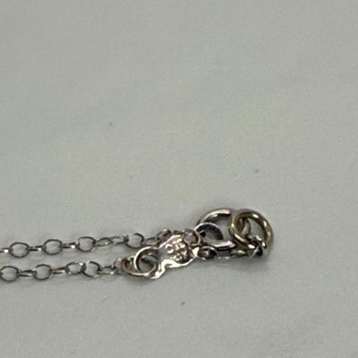 LOT 120 14K White Gold CID 17.5” Long Diamond Necklace 1.6g
