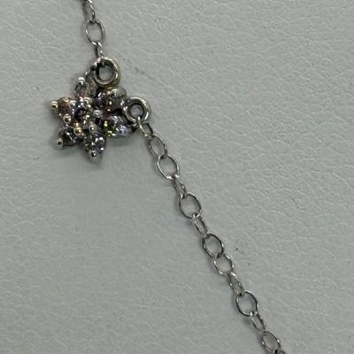 LOT 120 14K White Gold CID 17.5” Long Diamond Necklace 1.6g