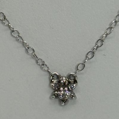 LOT 120 14K White Gold CID 17.5” Long Diamond Necklace 1.6g