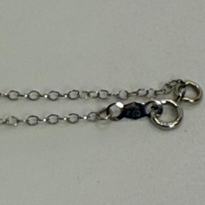 LOT 120 14K White Gold CID 17.5” Long Diamond Necklace 1.6g