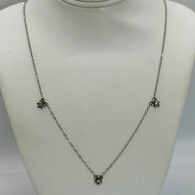 LOT 120 14K White Gold CID 17.5” Long Diamond Necklace 1.6g