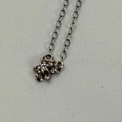 LOT 120 14K White Gold CID 17.5” Long Diamond Necklace 1.6g