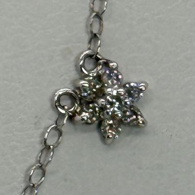 LOT 120 14K White Gold CID 17.5” Long Diamond Necklace 1.6g