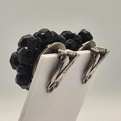 LOT 148jewelry: Assorted Black Necklaces, 16"-30", Hematite, Southwestern Style, Jonne Vintage Black Glass, Trifari Black and...