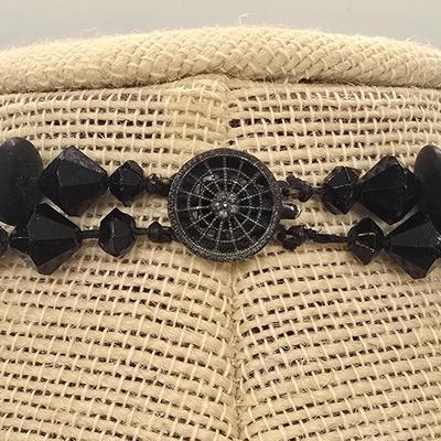 LOT 148jewelry: Assorted Black Necklaces, 16"-30", Hematite, Southwestern Style, Jonne Vintage Black Glass, Trifari Black and...