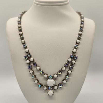 LOT 149jewelry: Vintage AB Crystal Necklaces and Earrings, 15"-21" lengths, Single, Double and Triple Strands