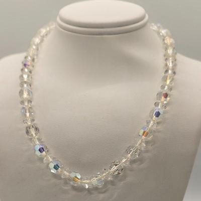 LOT 149jewelry: Vintage AB Crystal Necklaces and Earrings, 15"-21" lengths, Single, Double and Triple Strands