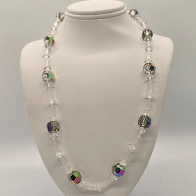 LOT 149jewelry: Vintage AB Crystal Necklaces and Earrings, 15"-21" lengths, Single, Double and Triple Strands