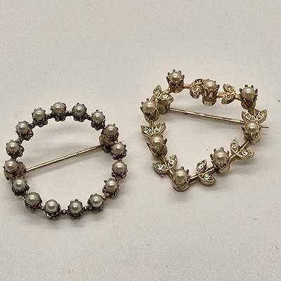LOT 153jewelry: Various Themed Pendants with Pearl Brooches and Whistle