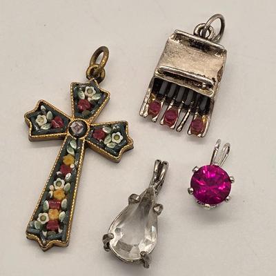 LOT 153jewelry: Various Themed Pendants with Pearl Brooches and Whistle