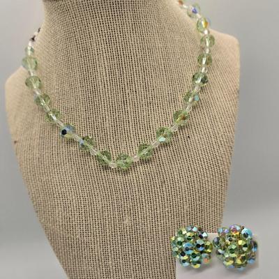 LOT 156jewelry: 16"-20" AB Crystal Beaded Necklaces and Earrings