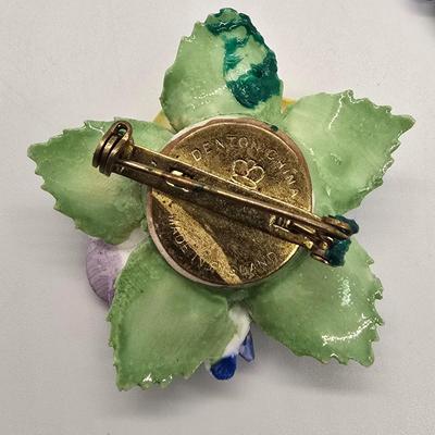 LOT 159jewelry: Denton China Brooches and Earrings with Cameo and Assorted Pins