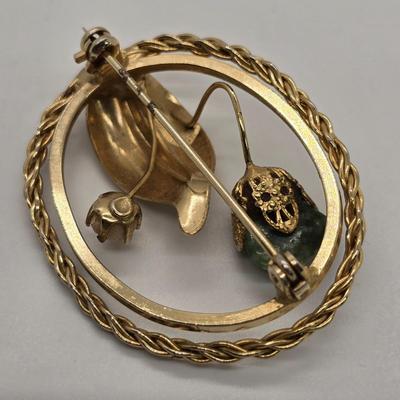 LOT 159jewelry: Denton China Brooches and Earrings with Cameo and Assorted Pins