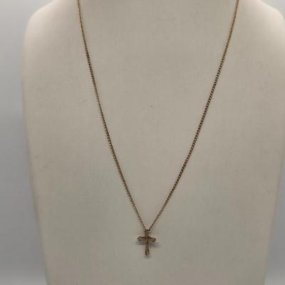LOT 161jewelry: Gold Filled Cross and Stone Pendants with Odd Lot of Single Earrings, Hat Pin, and Earring Backs