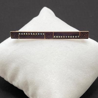 LOT 190: Gold Antique Bar Pin with Seed Pearls - 10K, 3.1 gtw