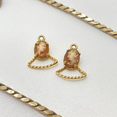 LOT 191: Vintage Jewelry - Krementz Gold Tone Herringbone Chain 24", Earrings, Pendant and More (Sterling Included)