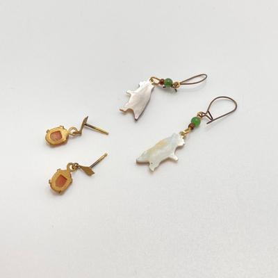 LOT 191: Vintage Jewelry - Krementz Gold Tone Herringbone Chain 24", Earrings, Pendant and More (Sterling Included)