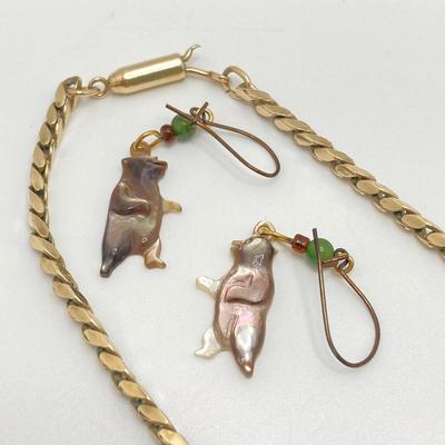 LOT 191: Vintage Jewelry - Krementz Gold Tone Herringbone Chain 24", Earrings, Pendant and More (Sterling Included)