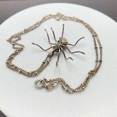 LOT 193: Southwestern Spooky Coral Spider 925 Pendant Necklace