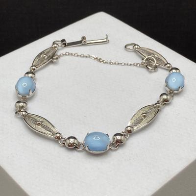 LOT 194: Sterling Jewelry Set - Necklace, Bracelet and Screw Back Earrings