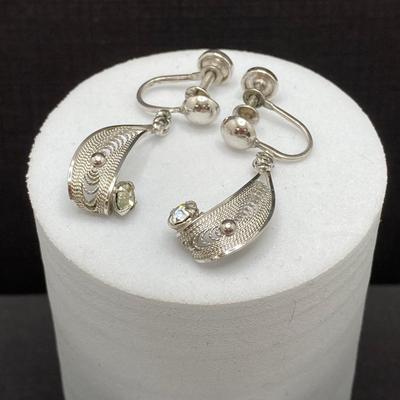 LOT 194: Sterling Jewelry Set - Necklace, Bracelet and Screw Back Earrings