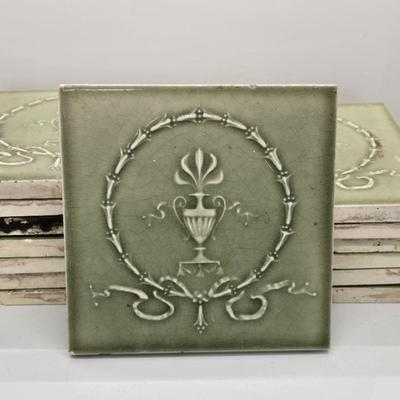 LOT 206: 14 Architectural Salvage Glazed Ceramic Wall Tiles