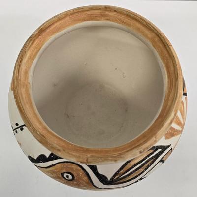 LOT 208: Vintage Signed Acoma Pottery Vase, Restoration Hardware Alabaster Apothecary Jars, Franklin Mint Collector's Plate and...