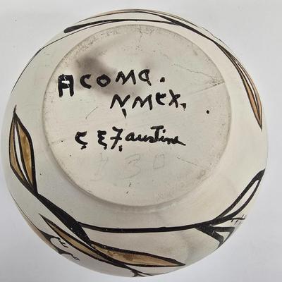 LOT 208: Vintage Signed Acoma Pottery Vase, Restoration Hardware Alabaster Apothecary Jars, Franklin Mint Collector's Plate and...