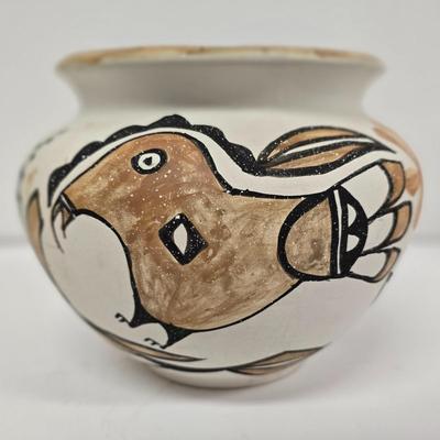 LOT 208: Vintage Signed Acoma Pottery Vase, Restoration Hardware Alabaster Apothecary Jars, Franklin Mint Collector's Plate and...