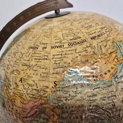 LOT 211: Globe with Two Wood Model Ships
