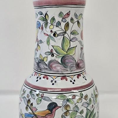 LOT 212: Signed Hsnd Painted Portuguese Vase, Pink Depression Glass Platter, Lenox "Little Quilters" Decorative Plate, Local...