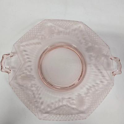 LOT 212: Signed Hsnd Painted Portuguese Vase, Pink Depression Glass Platter, Lenox "Little Quilters" Decorative Plate, Local...