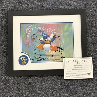 LOT 224: Disney Donald Duck 2003 Mickeys Philharmagic Framed Art w/Pin and COA