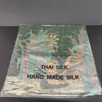 LOT 234: Hand Crafted Thai Silk Pillow Cover, Solid Brass Heron Bird, World Globe & Vintage Teacup