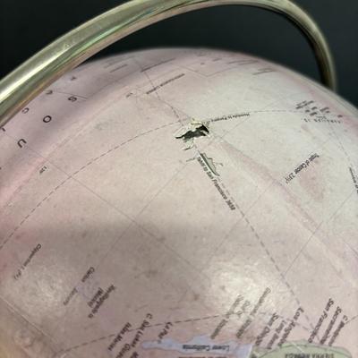 LOT 234: Hand Crafted Thai Silk Pillow Cover, Solid Brass Heron Bird, World Globe & Vintage Teacup