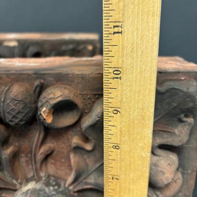 LOT 235: Set of 2 Architectural Red Bricks w/Acorn Design
