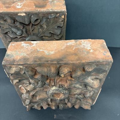 LOT 235: Set of 2 Architectural Red Bricks w/Acorn Design