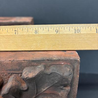 LOT 235: Set of 2 Architectural Red Bricks w/Acorn Design