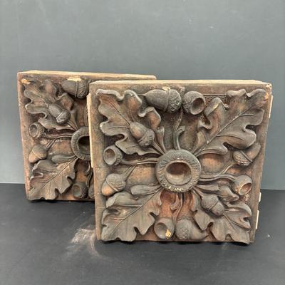 LOT 235: Set of 2 Architectural Red Bricks w/Acorn Design