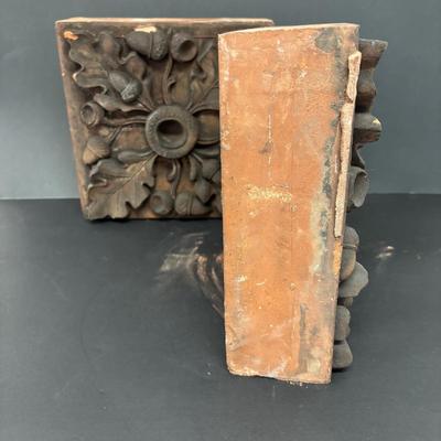 LOT 235: Set of 2 Architectural Red Bricks w/Acorn Design
